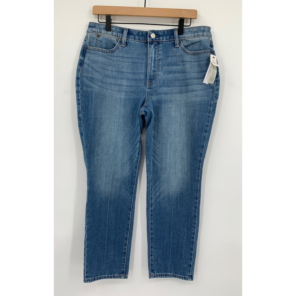Talbots Jeans Womens 12 Petite Blue Flawless Slim Ankle Stretch Denim Pants NEW